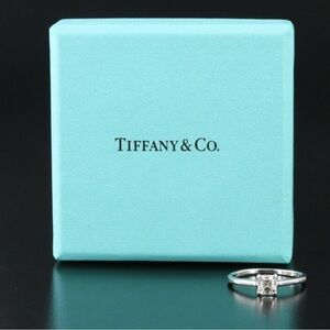 Tiffany & Co. Platinum Ring .51 CTW Natural Diamond RARE Asscher Cut w/ Box